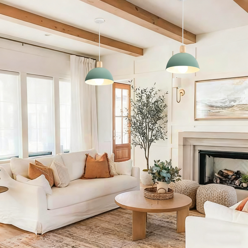 2pcs 20cm Lustre En Métal Vintage Suspension Luminaire Moderne Lampe à Suspension D'intérieur Vert