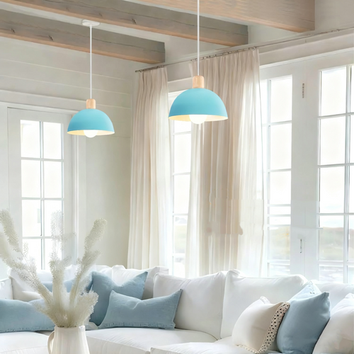 20cm Lustre En Métal Vintage Suspension Luminaire Moderne Lampe à Suspension D'intérieur Bleu