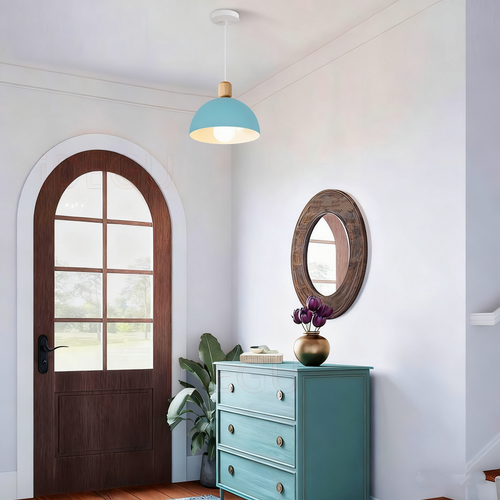 20cm Lustre En Métal Vintage Suspension Luminaire Moderne Lampe à Suspension D'intérieur Bleu