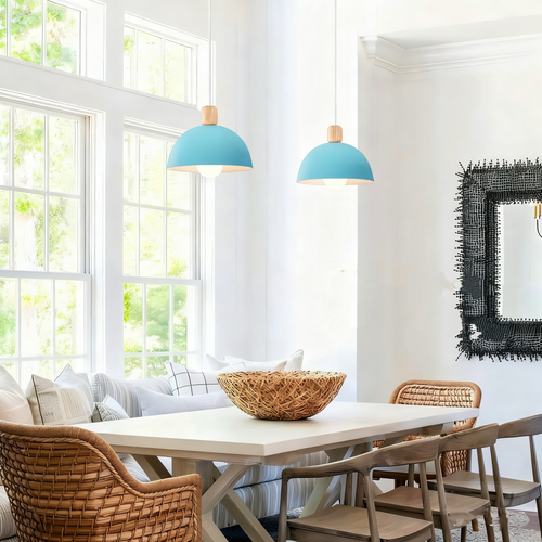 20cm Lustre En Métal Vintage Suspension Luminaire Moderne Lampe à Suspension D'intérieur Bleu