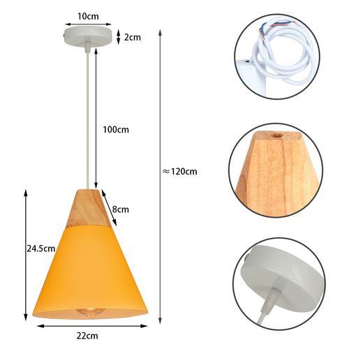 2pcs Lampe à Suspension Moderne Suspension Luminaire Nordique Jaune Lustre Rétro Abat-jour En Métal