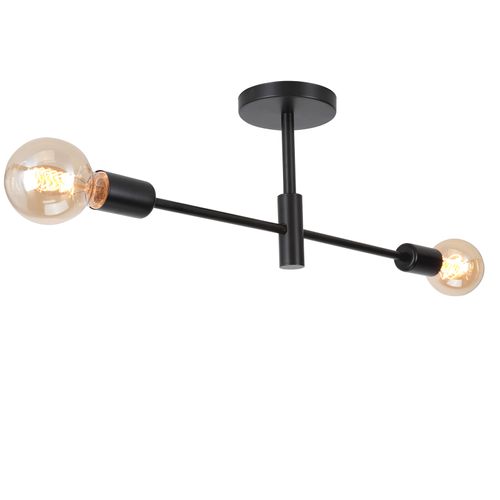 Lampe De Plafond En Métal Plafonnier Moderne 2 Lumières Noir Plafonniers D'intérieur E27