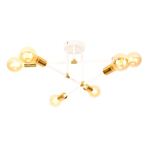 Plafonnier Moderne Luminaire Plafonnier Intérieur Lampe De Plafond Rétro Vintage Blanc, 6 Lumières