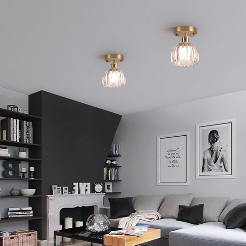 2pcs Lampe De Plafond En Cristal Plafonnier En Verre Plafonnier Rétro Lustre Moderne E27