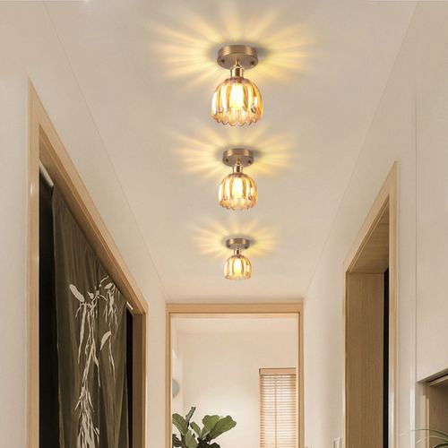 Lampe De Plafond En Cristal Plafonnier En Verre Plafonnier Rétro Lustre Moderne E27 Marron