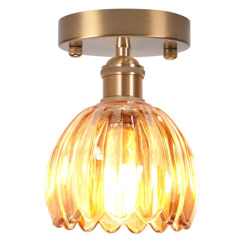 Lampe De Plafond En Cristal Plafonnier En Verre Plafonnier Rétro Lustre Moderne E27 Marron