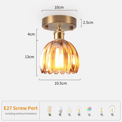 2pcs Lampe De Plafond En Cristal Plafonnier En Verre Plafonnier Rétro Lustre Moderne E27 Marron