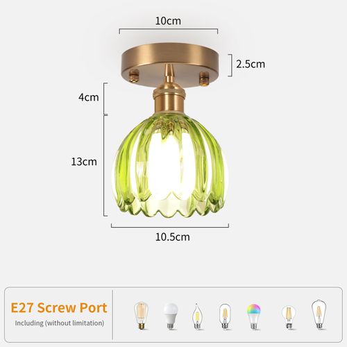 2pcs Lampe De Plafond En Cristal Plafonnier En Verre Plafonnier Rétro Lustre Moderne E27 Vert