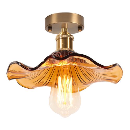 Plafonnier En Verre Lampe De Plafond En Cristal Plafonnier Rétro Lustre Moderne E27 Marron