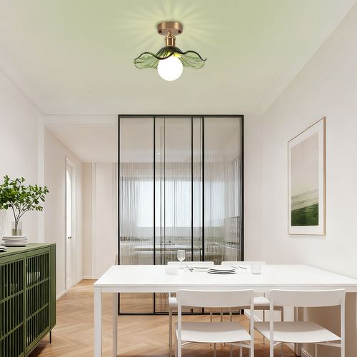 Plafonnier En Verre Lampe De Plafond En Cristal Plafonnier Rétro Lustre Moderne E27 Vert