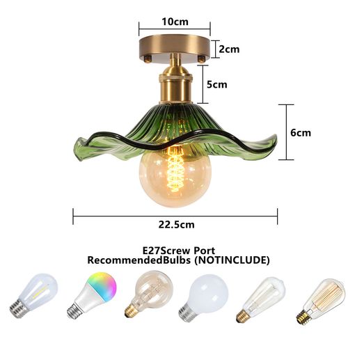 Plafonnier En Verre Lampe De Plafond En Cristal Plafonnier Rétro Lustre Moderne E27 Vert