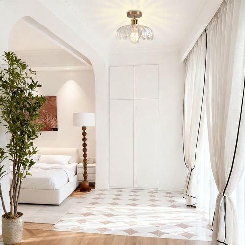 2pcs Plafonnier En Verre Lampe De Plafond En Cristal Plafonnier Rétro Vintage Lustre Moderne