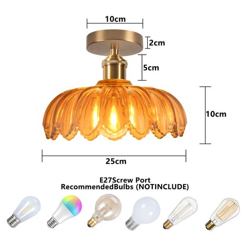 Plafonnier En Verre Lampe De Plafond En Cristal Plafonnier Rétro Vintage Lustre Moderne Marron