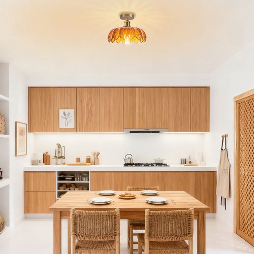 2pcs Plafonnier En Verre Lampe De Plafond En Cristal Plafonnier Rétro Vintage Lustre Moderne Marron