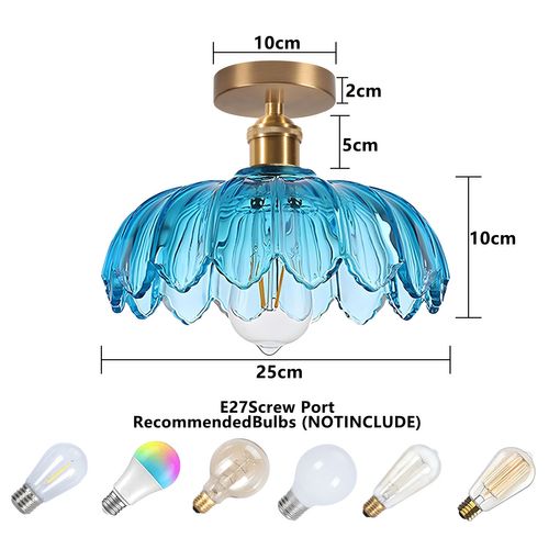 2pcs Plafonnier En Verre Lampe De Plafond En Cristal Plafonnier Rétro Vintage Lustre Moderne Bleu