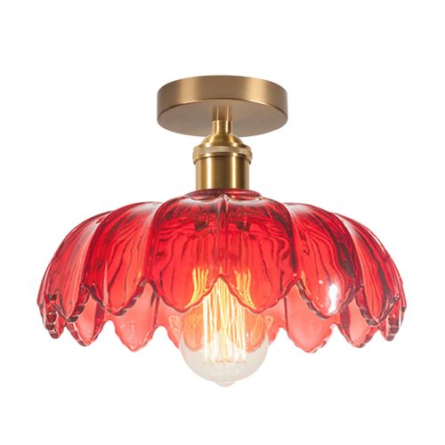 Plafonnier En Verre Lampe De Plafond En Cristal Plafonnier Rétro Vintage Lustre Moderne Rouge
