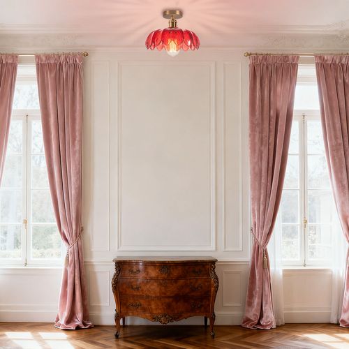 2pcs Plafonnier En Verre Lampe De Plafond En Cristal Plafonnier Rétro Vintage Lustre Moderne Rouge