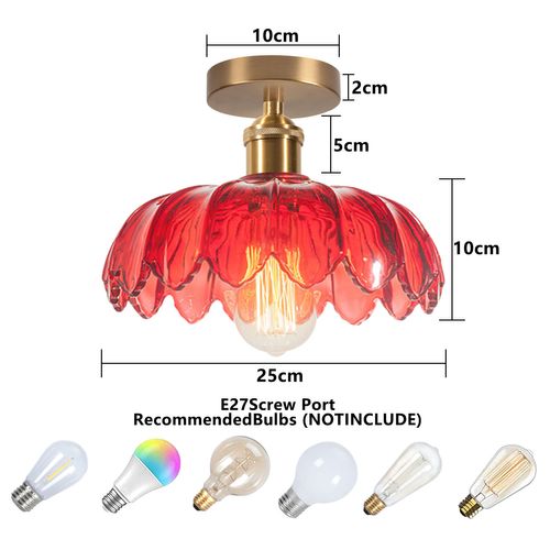 2pcs Plafonnier En Verre Lampe De Plafond En Cristal Plafonnier Rétro Vintage Lustre Moderne Rouge