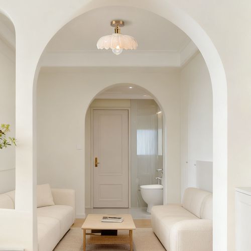 Plafonnier En Verre Lampe De Plafond En Cristal Plafonnier Rétro Vintage Lustre Moderne Blanc