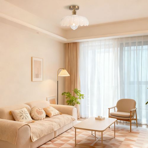 Plafonnier En Verre Lampe De Plafond En Cristal Plafonnier Rétro Vintage Lustre Moderne Blanc