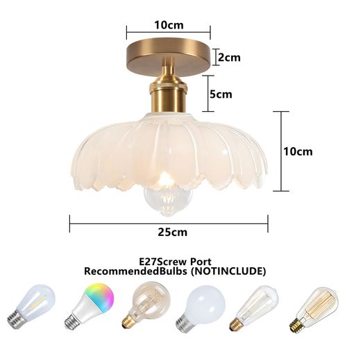 2pcs Plafonnier En Verre Lampe De Plafond En Cristal Plafonnier Rétro Vintage Lustre Moderne Blanc