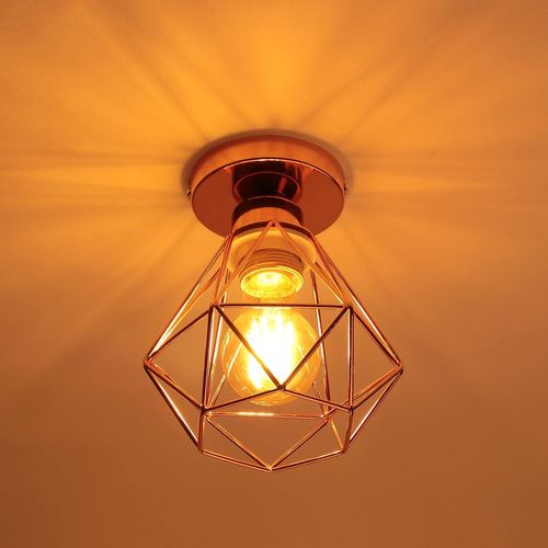 4pcs Plafonnier Industriel Cage Lampe De Plafond Pour Chambre Salon Chambre Rose