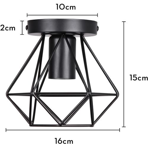 3pcs Plafonnier Industrielle Cage En Métal Lampe De Plafond E27 Noir