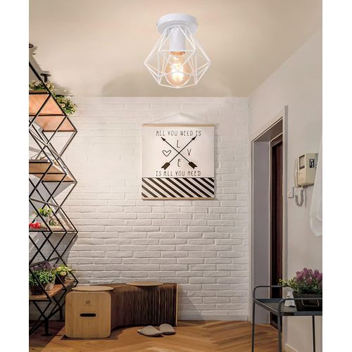 3pcs Plafonnier Industrielle Cage En Métal Lampe De Plafond E27 Blanc Pour Salon Salle Chambre