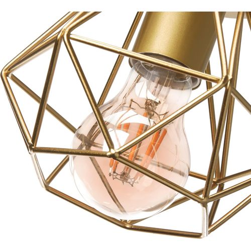 3pcs Plafonnier Industrielle Cage En Métal Lampe De Plafond E27 Or Pour Salon Salle Chambre