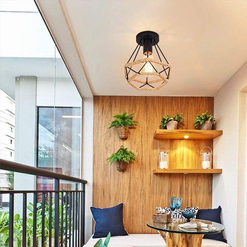 2x Plafonnier Industrielle Lampe De Plafond Vintage Abat-jour Cage Métal