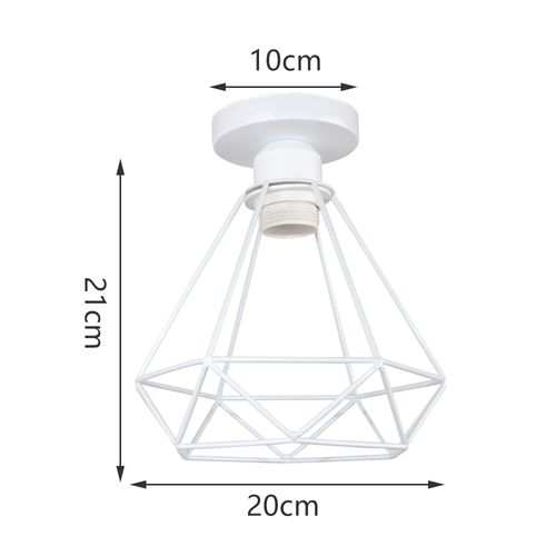 Rétro Plafonnier Industrielle 20cm Lustre Abat-jour En Fer Lampe De Plafond E27 Blanc