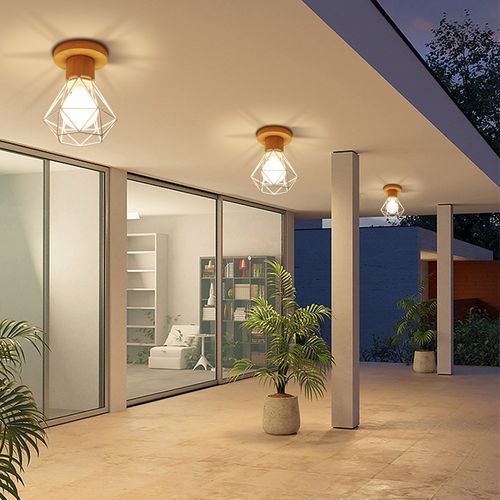 4x Plafonnier Industriel Interieur Lampe De Plafond Rétro E27 Pour Salon Chambre Couloir Blanc