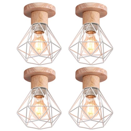 4x Plafonnier Industriel Interieur Lampe De Plafond Rétro E27 Pour Salon Chambre Couloir Blanc
