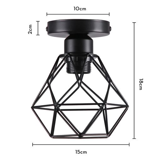 4pcs Plafonnier Rétro Vintage Cage En Métal Luminaire Plafonnier Moderne Lustre D'intérieur Noir