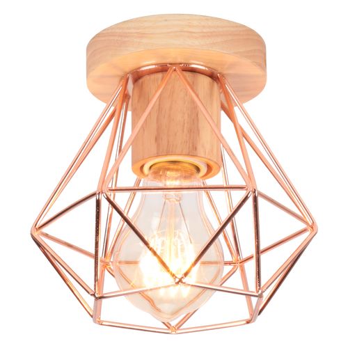 Plafonnier Industriel 15cm Lampe De Plafond Vintage Cage Diamant Pour Salon Chambre Rose