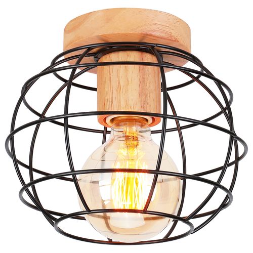 Vintage Plafonnier Industrielle 20cm Lampe De Plafond Rond Pour Salon Chambre Salle Noir