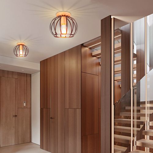 2x Plafonnier Industrielle Vintage Cage 20cm Noir Lampe De Plafond Chambre Noir