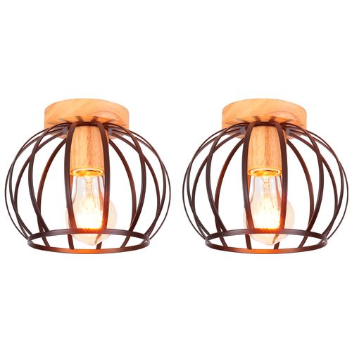 2x Plafonnier Industrielle Vintage Cage 20cm Noir Lampe De Plafond Chambre Noir