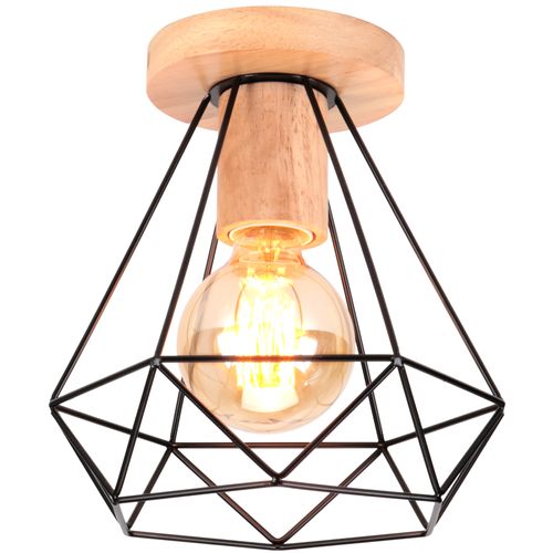 Plafonnier Industriel 20cm Lampe De Plafond Vintage Cage Éclairage Luminaire Noir