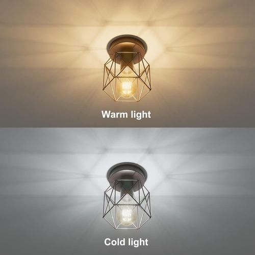 5x Plafonnier Industriel Vintage Lampe De Plafond E27 Noir