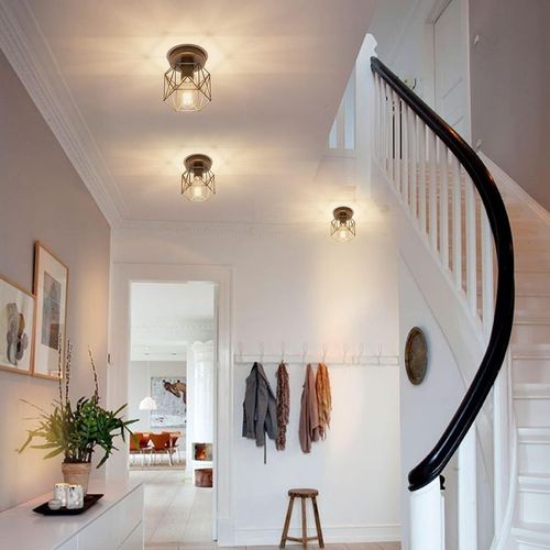 5x Plafonnier Industriel Vintage Lampe De Plafond E27 Noir