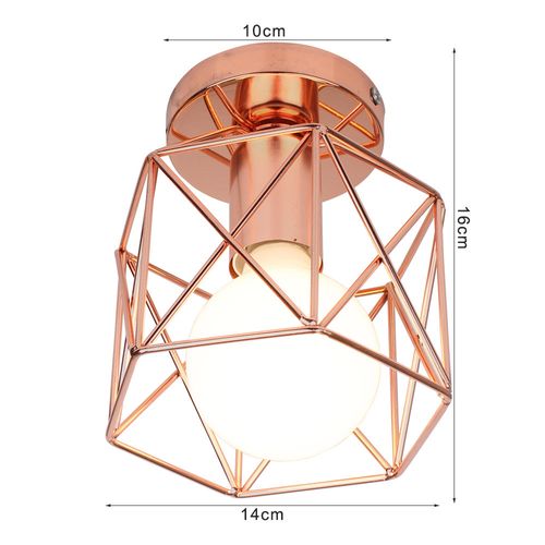 Retro Plafonnier Industrielle En Métal Suspension Cube Luminaire E27 Pour Salon Chambre Rose