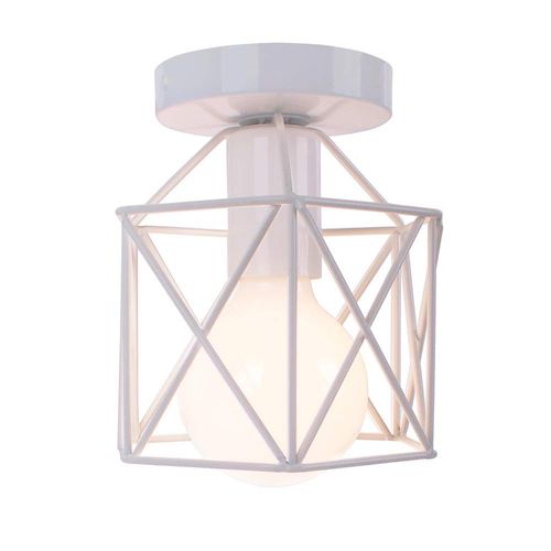 Retro Plafonnier Industrielle En Métal Cage Cube Luminaire E27 Pour Salon Chambre Blanc