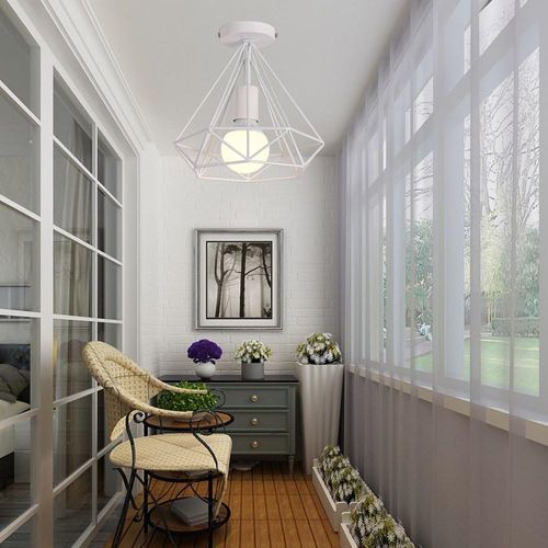 2x Plafonnier Industrielle 25cm Forme Diamant Éclairage De Plafond Pour Salon Bar Chambre Blanc