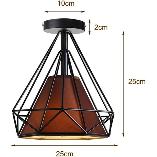 2x Plafonnier Industrielle Cage Diamant E27 Lampe De Plafond Pour Salon Salle Chambre Brun
