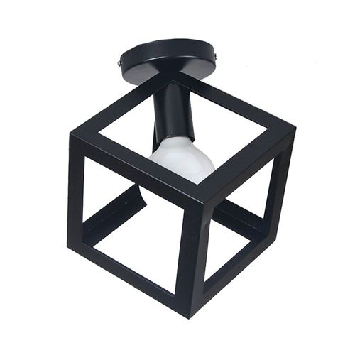 Plafonnier Industrielle Lampe De Plafond Cube Noir Suspension Luminaire E27