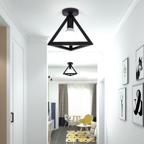 Plafonnier Industrielle Lampe De Plafond Triangle Noir Suspension Luminaire E27