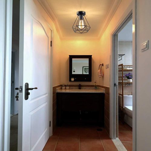 3pcs Plafonnier Industrielle Vintage Cage 20cm E27 Lampe De Plafond Pour Salon Chambre Noir