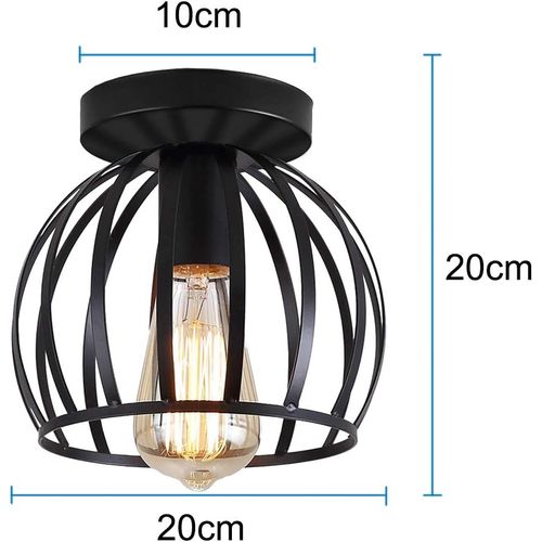 Plafonnier Industrielle Retro Métal Suspension E27 Lampe De Plafond Pour Salon Chambre Noir