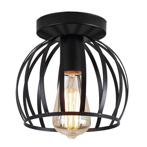 Plafonnier Industrielle Retro Métal Suspension E27 Lampe De Plafond Pour Salon Chambre Noir